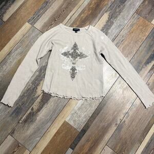 Grey long sleeve grunge shirt| Affliction|Y2k Biker |western